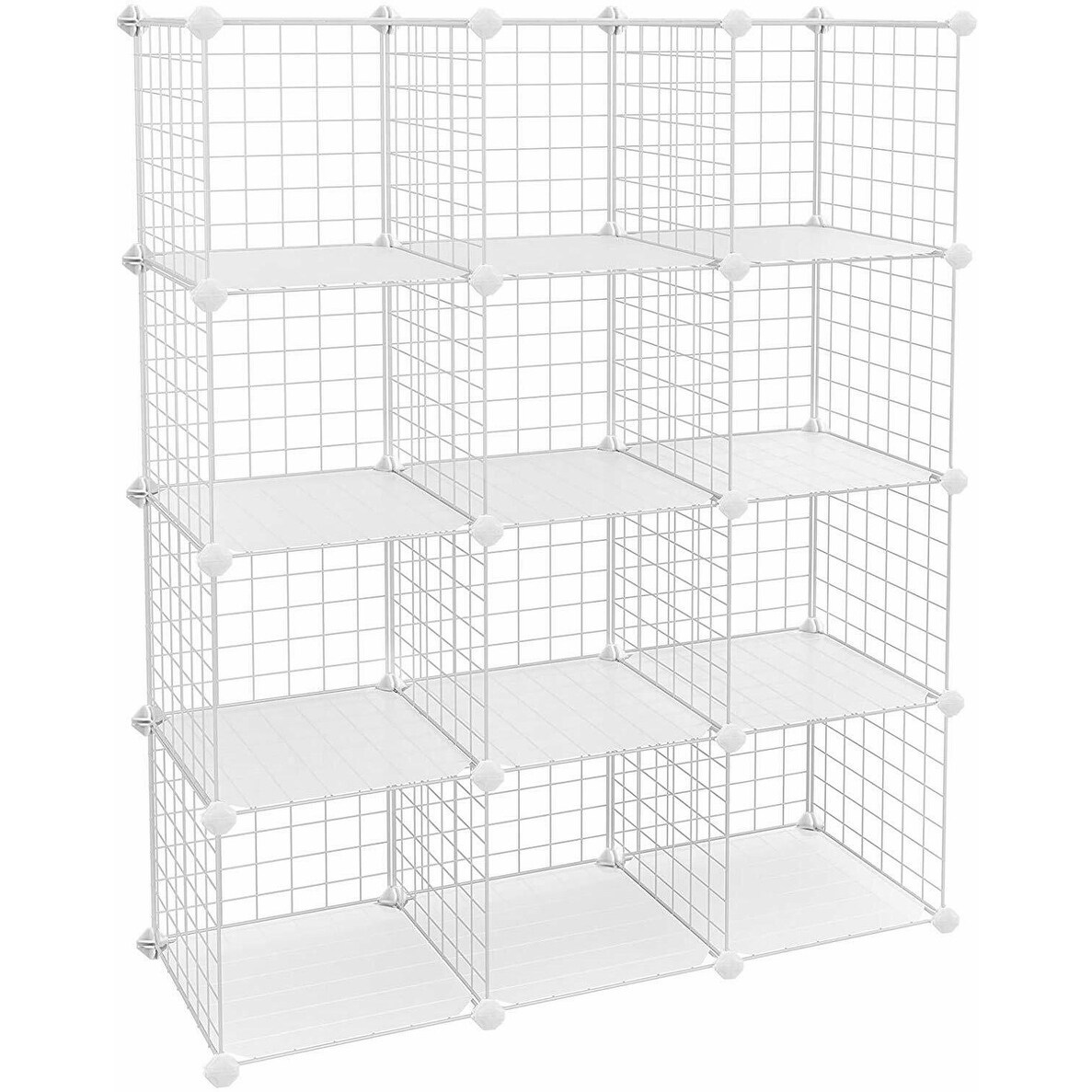 Wire Shelf Bin Organizer - 36 x 12 x 72 with 4 x 12 x 4 Blue Bins