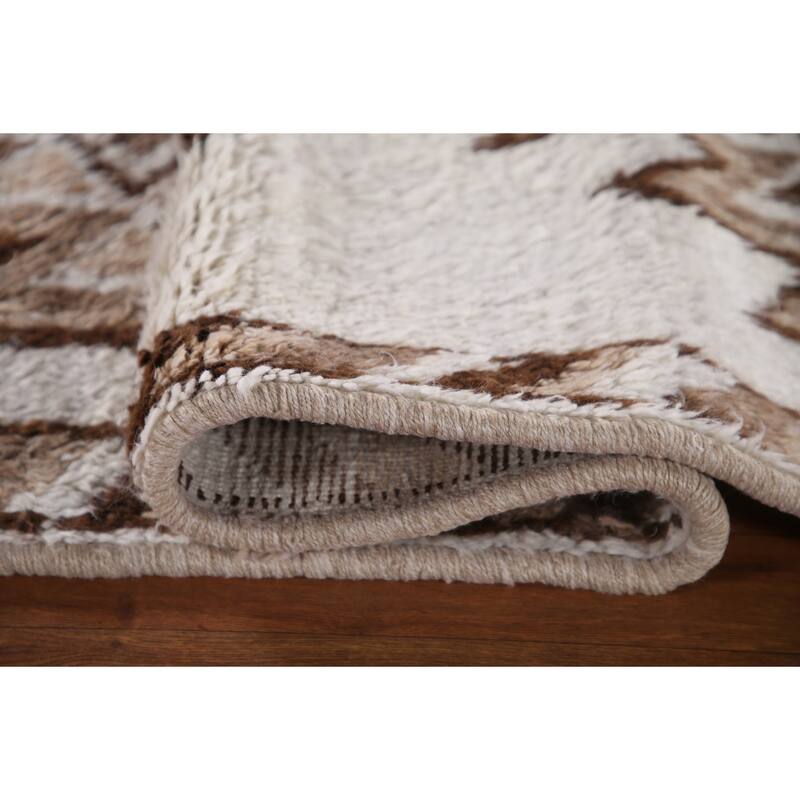 Natural Dye Geometric Anatolian Runner Rug Hand-knotted Wool Carpet - 3'0"x 12'6"