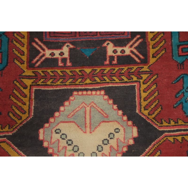 Hand Knotted Oriental 100% Wool Carpet Traditional Tribal Greys & Charcoal Ardebil Runner Rug - 9' 8'' X 4' 4''