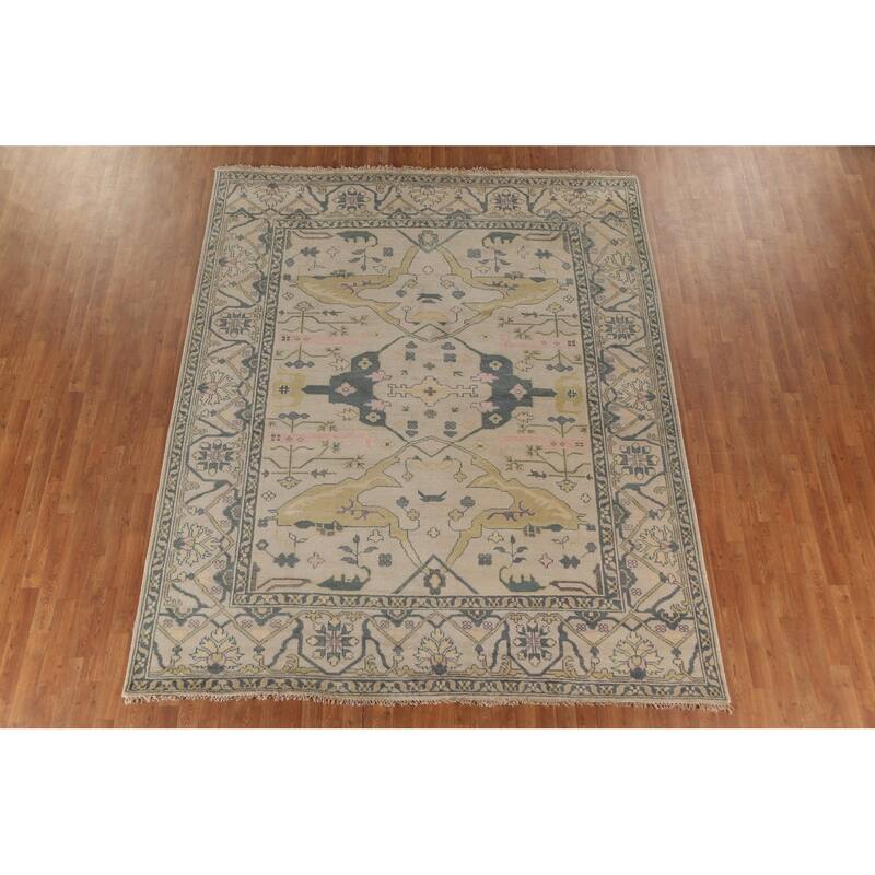 Oushak Oriental Area Rug Hand-Knotted Wool Carpet - 8'2" x 9'10"