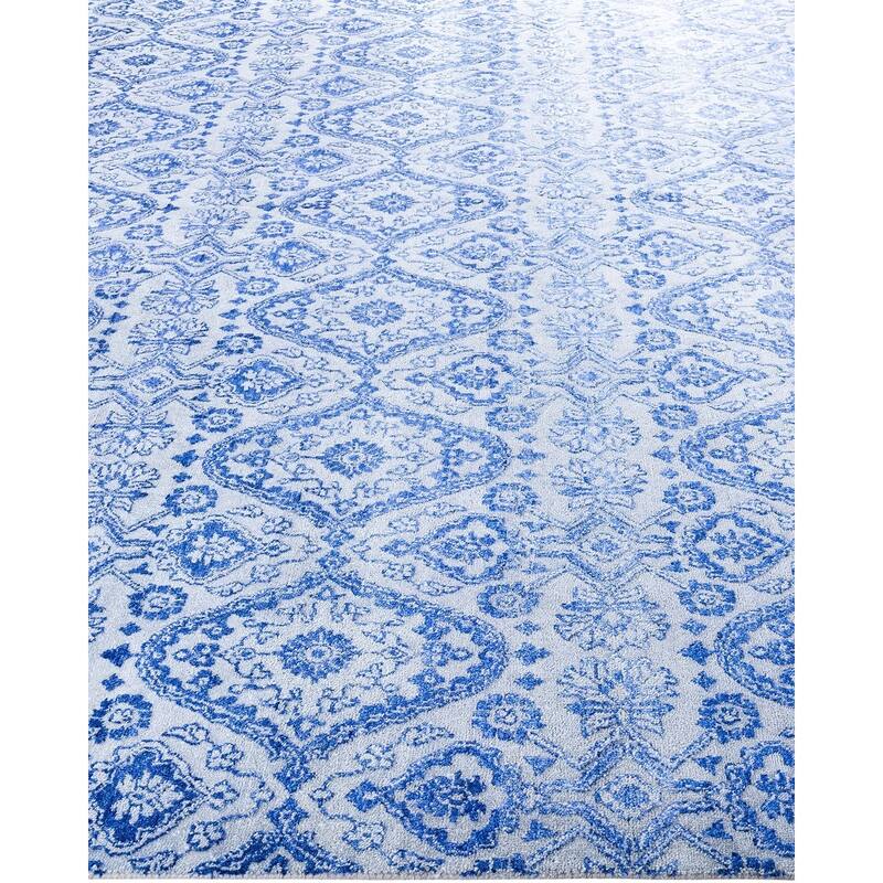Ikat One-of-a-Kind Handmade Area Rug, Blue - 9' 0" x 12' 4"
