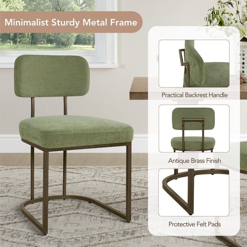 Spruce & Spring Arthur Dining Chair Set with Brass or Black Frame