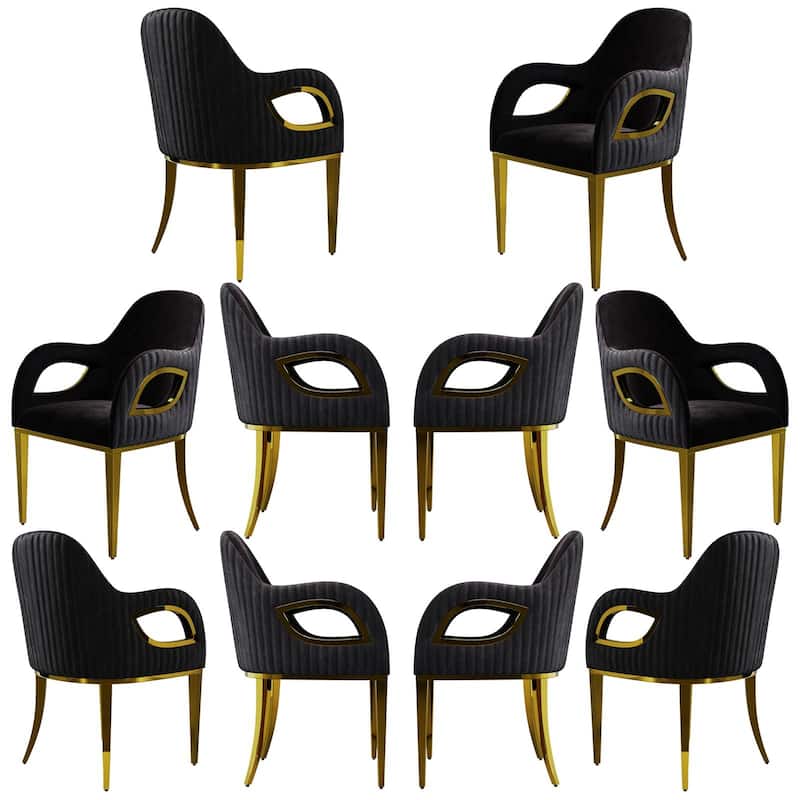Luxury Black Velvet Accent Armchair with Fox-Eyes Arms