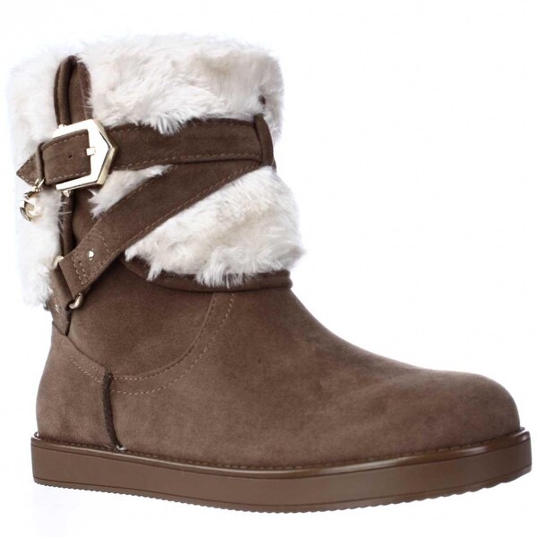G by GUESS Alixa Fuzzy Lined Pull On Short Winter Boots, Medium Natural