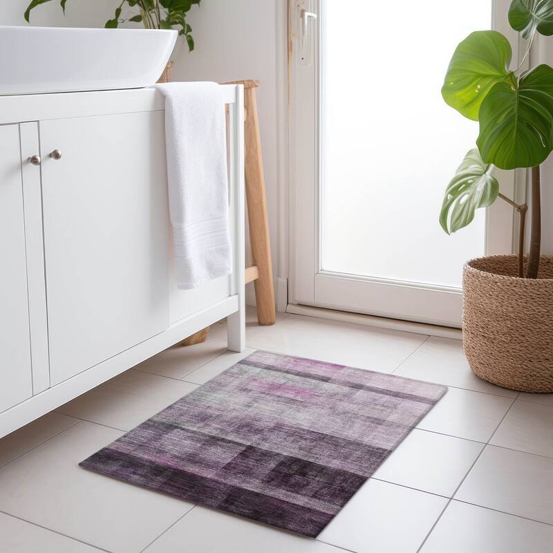 Machine Washable Indoor/ Outdoor Modern Abstract Chantille Rug