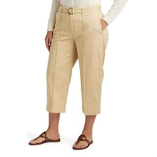 Ralph Lauren Women's Micro Sanded Twill Belted Wide Leg Pants Black Size 18W