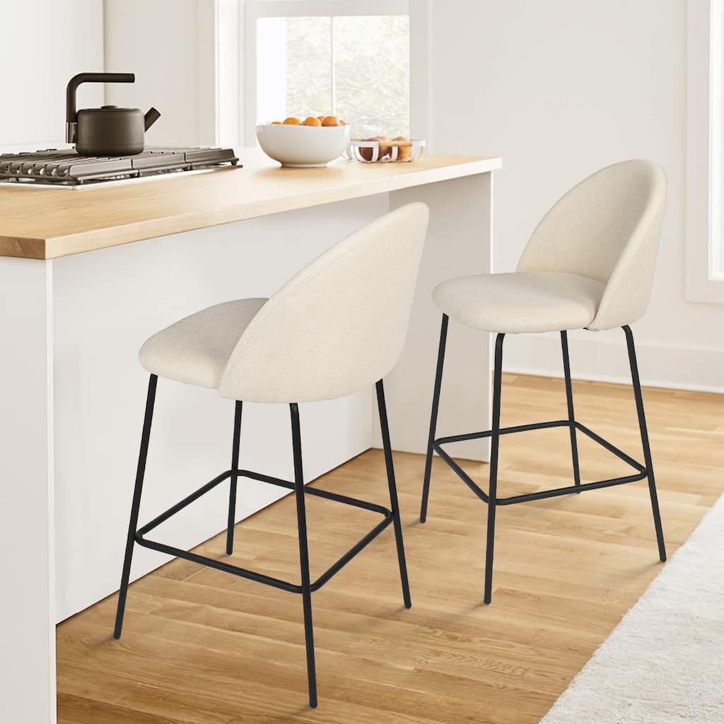 Nano Upholstered 25 inch Metal Frame Counter Stool (Set of 2) - 36"x19"x18"