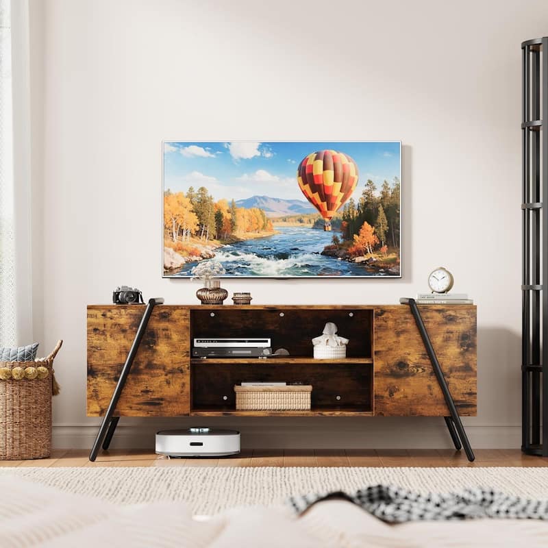 55 Inch TV Stand Modern Entertainment Center for Living Room, Bedroom, Office - N/A - Brown