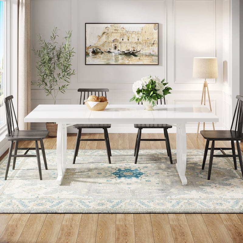 Dining Table for 4-6 People, 63-Inch Large Dining Room Table, High Glossy Finished