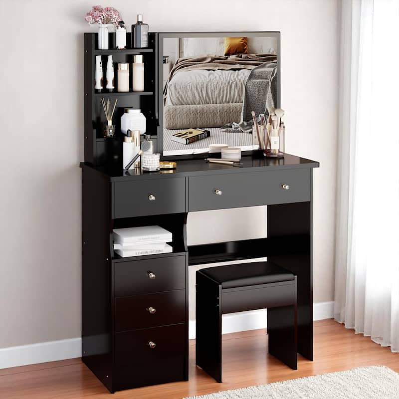 KISRAIS 37" Fashion Vanity Desk with Mirror