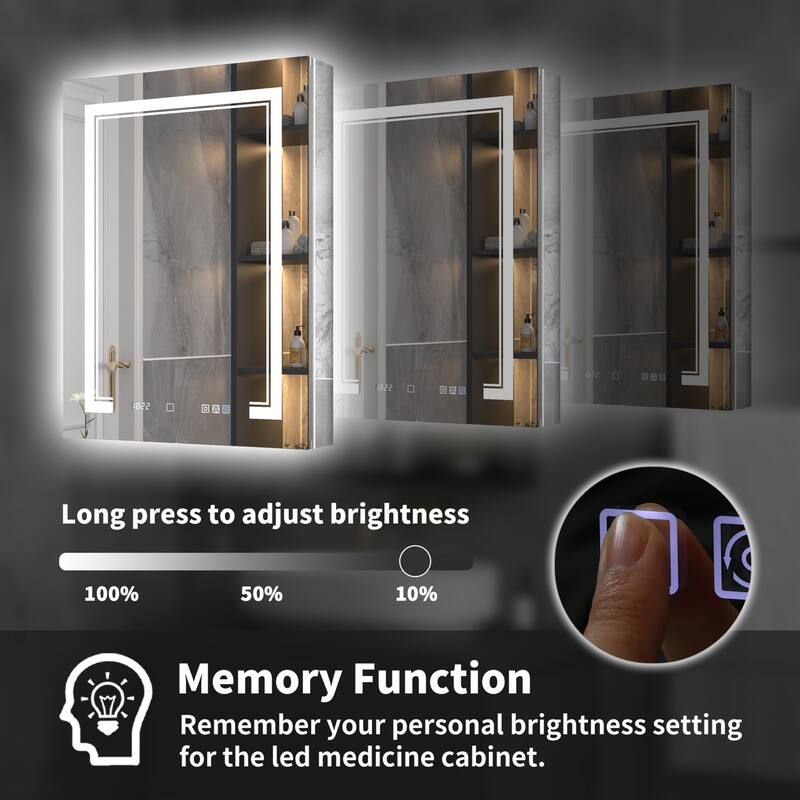 Modland Recessed Smart Mirror Cabinet 24-48x32" with Lights, Anti-Fog, Outlet & Magnifier - Adjustable Shelves