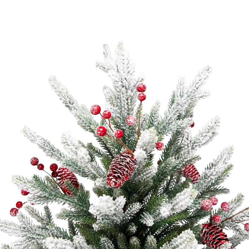 Real Touch™️ Flocked Grove Fir Full Artificial Christmas Tree - 6.5' -Unlit - 6.5 Foot