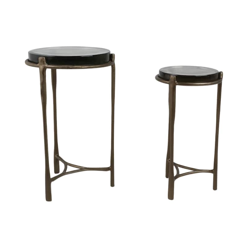 Metal Accent Side Tables Round Top and Frame Modern Design (Set of 2) - 16" x 16" x 26"