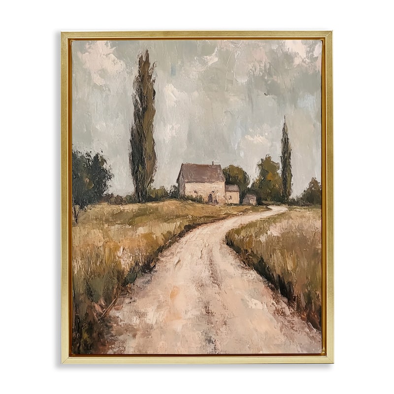 Stupell Painterly Quiet Country Framed Floater Canvas Wall Art Design By Petal Prints Design - 17 x 21 - Gold