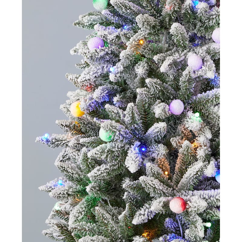 Seasonal LLC Snow Kissed Pine Flocked Pre-lit Artificial Tree - Slim Design