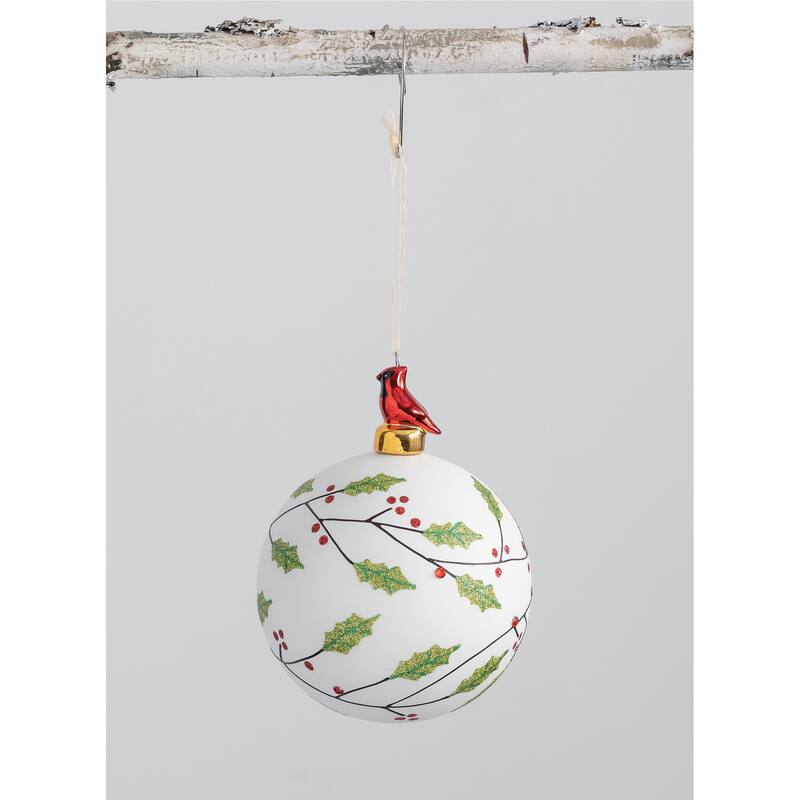 Sullivans Holly Ornament 5.25"H Green - 4"L x 4"W x 5.25"H - Glass - Multi