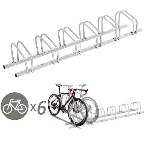 Gymax 6 Bike Bicycle Stand Parking Garage Storage Cycling Rack Silver