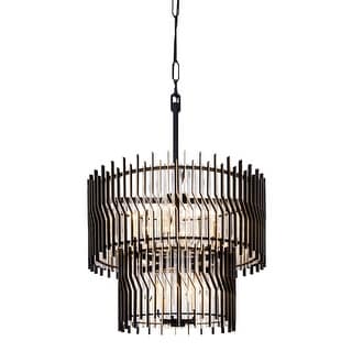 Varaluz Park Row 2-Tier Chandelier - Matte Black/French Gold