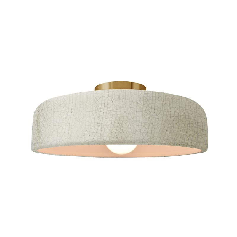 Justice Design Radiance - Medium Spire Semi-Flush Light - Brushed Brass/White Crackle