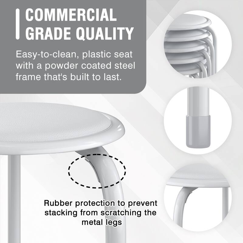 VECELO 6-Pack Stacking Stools for Living Room Backless Round Stools Set Indoor Outdoor Use with Metal Frame & Non-Slip Feet