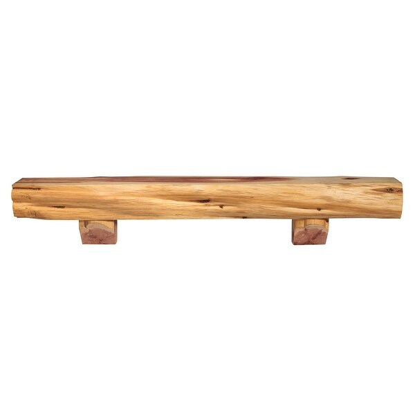 60" Cedar Live Edge Mantel Shelf with Corbel Bracket - N/A