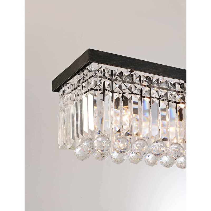 Gisela 8-light Antique Black Rectangle Crystal Chandelier - 39.4 inches L x 9.1 inches W x 20.8 inches H