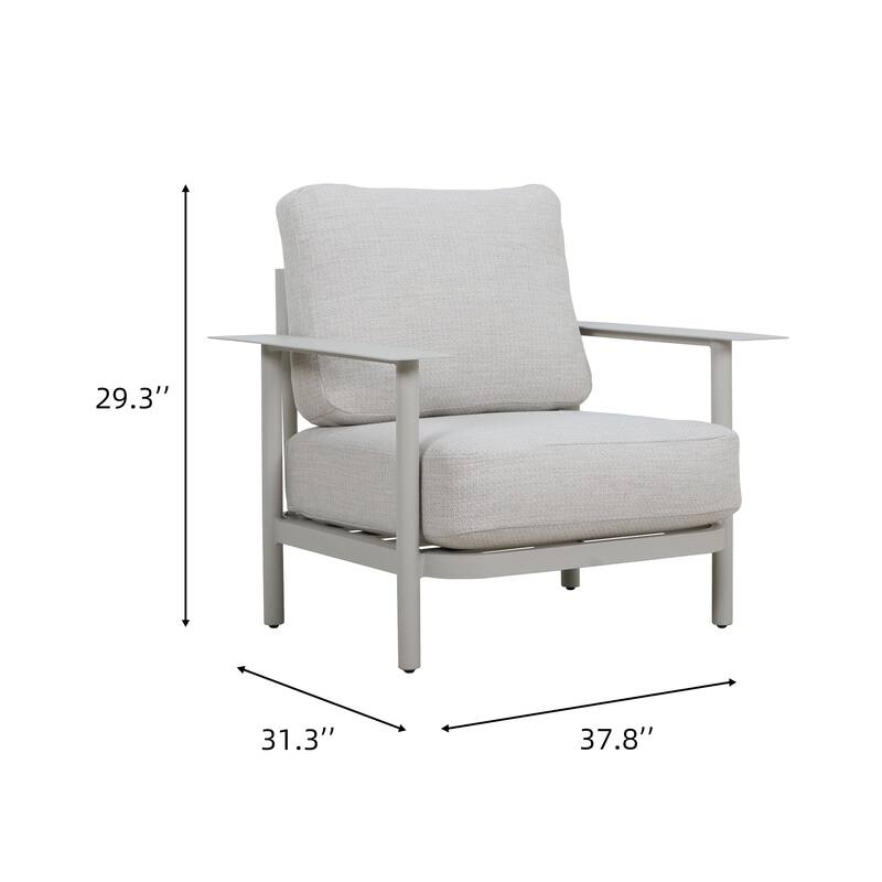 4-Piece Outdoor Patio Deep Seating Set with Beige Cushions