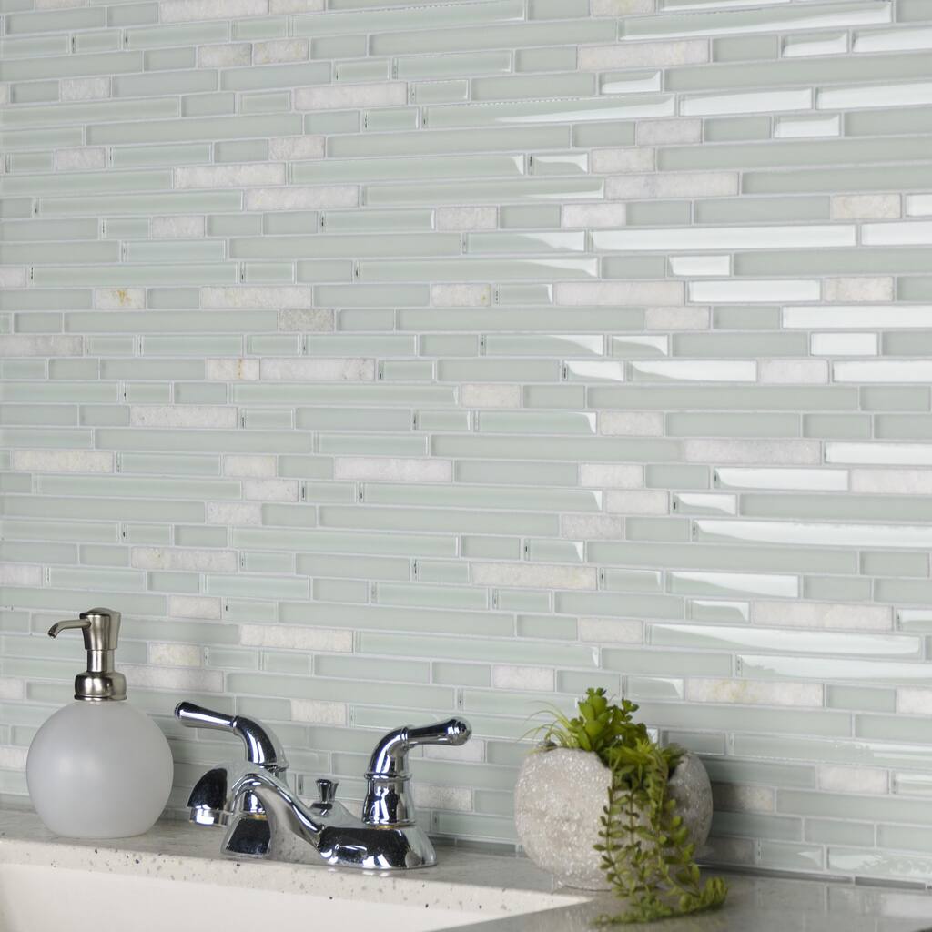 Merola Tile Tessera Piano Ming 11.75" x 11.86" Glass and Stone Mosaic