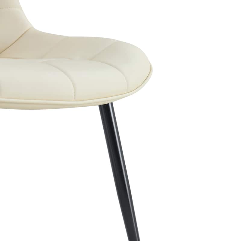 Modern Fabric Dining Chair w/ Grid Pattern and Metal Frame (Set of 2)