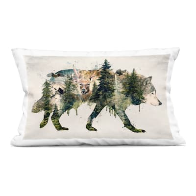 Stupell Woodland Wildlife Wolf Contour Decorative Printed Throw Pillow Design by Barrett Biggers