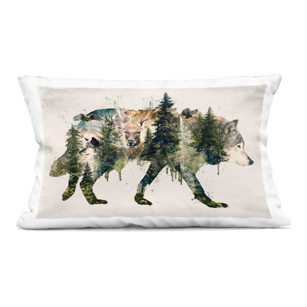 Stupell Woodland Wildlife Wolf Contour Decorative Printed Throw Pillow Design by Barrett Biggers