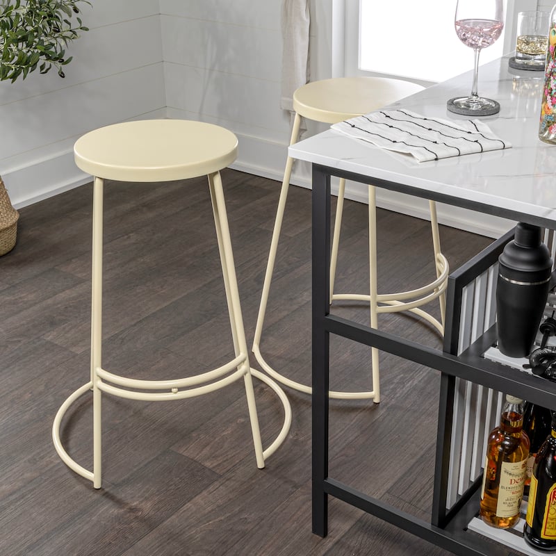 Trinity 28.75" Modern Designer Iron Curved Backless Bar Stool, by JONATHAN Y
