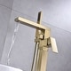 preview thumbnail 2 of 2, Waterfall Brushed gold Freestanding pressure Balance Single Handle Bathtub Faucet with Handheld Sprayer - 9'6" x 13'6"