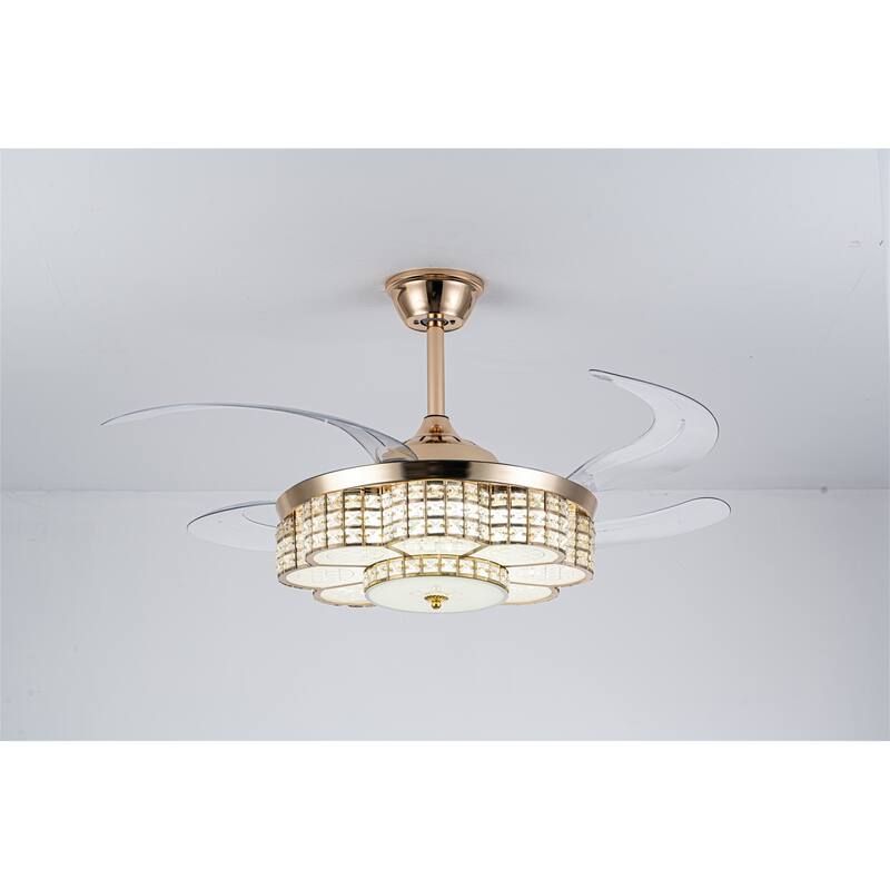 48" Retractable Blade Ceiling Fan with LED Light and Remote Control