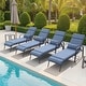 preview thumbnail 9 of 35, Outdoor Adjustable Patio Chaise Lounge Chair with Cushion Beach Poolside 4PC - DarkBlue