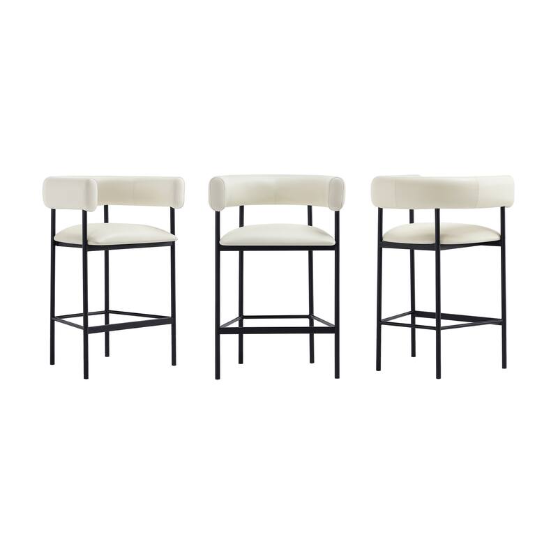 Manhattan Comfort Onda Metal Vegan Leather Counter Stool