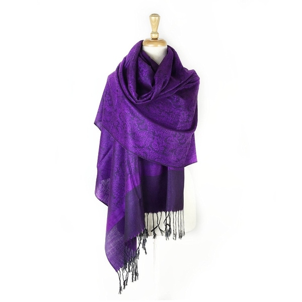 Paisley Jacquard Pashmina Shawl Wrap Scarf Stole - 28" width x 78" length with Fringes