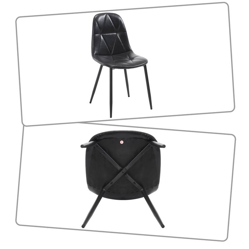 Vintage Style Dining Chairs with Metal Legs and Upholstered Backrest for Kitchen Bedroom Living Room