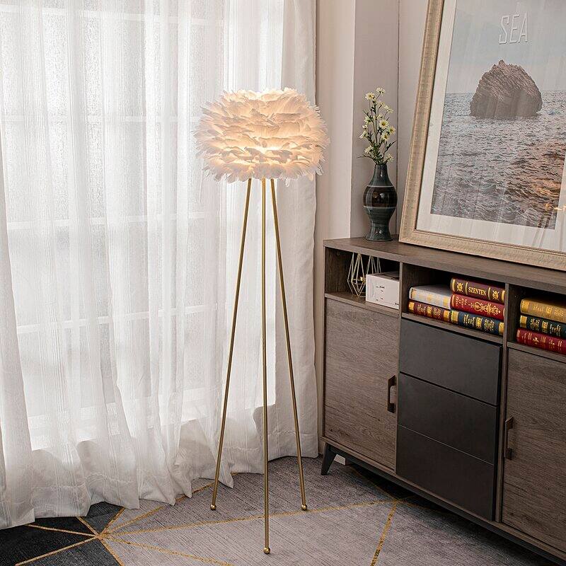 Maxax 60" Tripod Feather Shade Floor Lamp - N/A