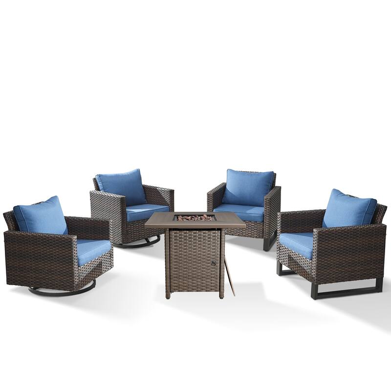 Outdoor Pocassy Glider Chairs Patio Chairs with Fire Table