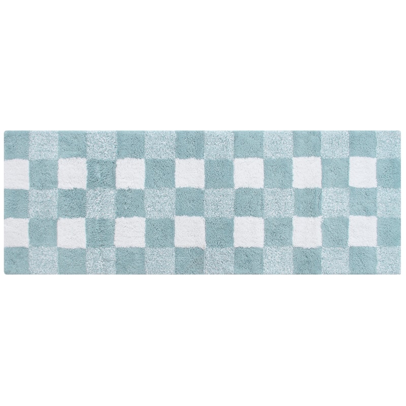 Chesapeake Cubic Bar Cotton Tufted Bath Runner 24"X60" - Spa Blue