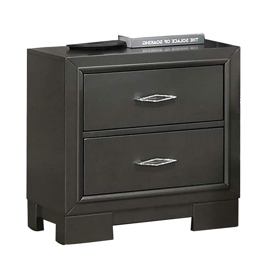 Dark Gray 2 Drawer 22 in. W Nightstand with Bracket Feet