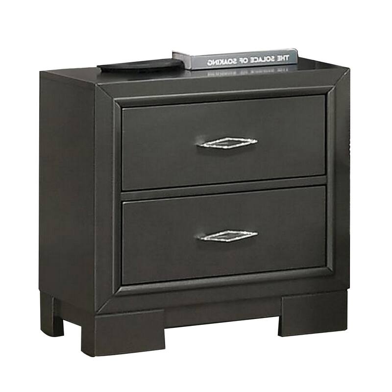 Dark Gray 2 Drawer 22 in. W Nightstand with Bracket Feet