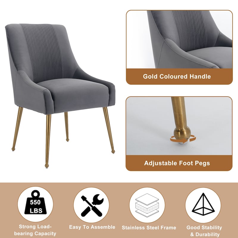 Clihome Velvet Upholstered Dining Chairs (Set of 2)