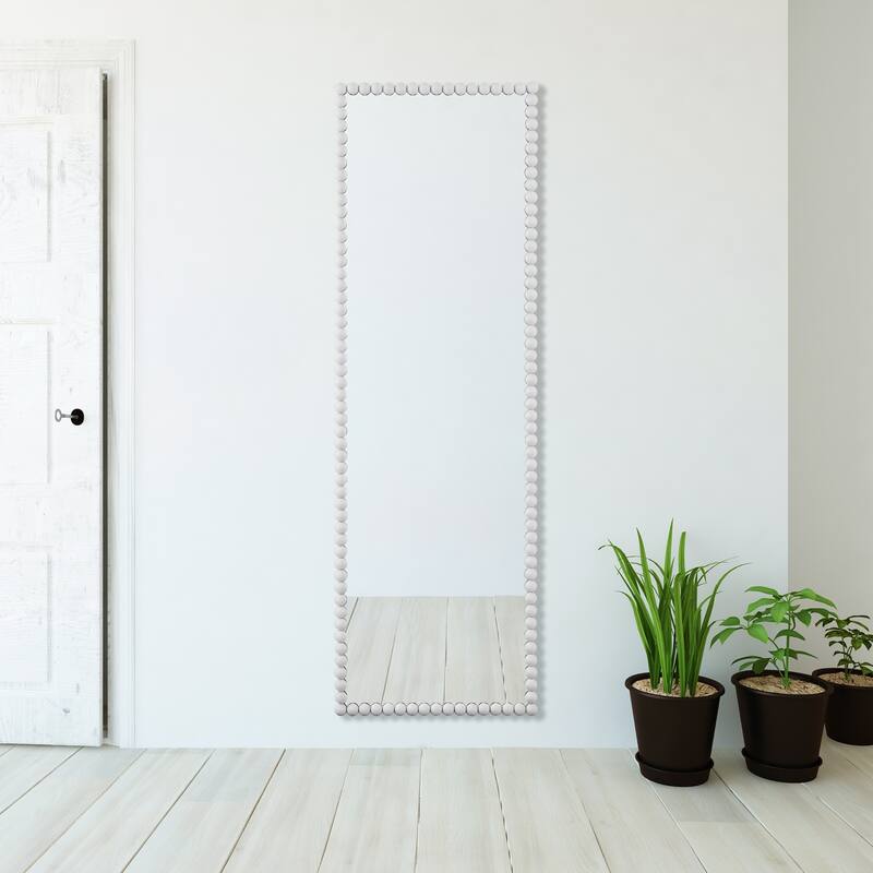 Beaded Frame Rectangular Full-Sized Mirror - 72.25" - White