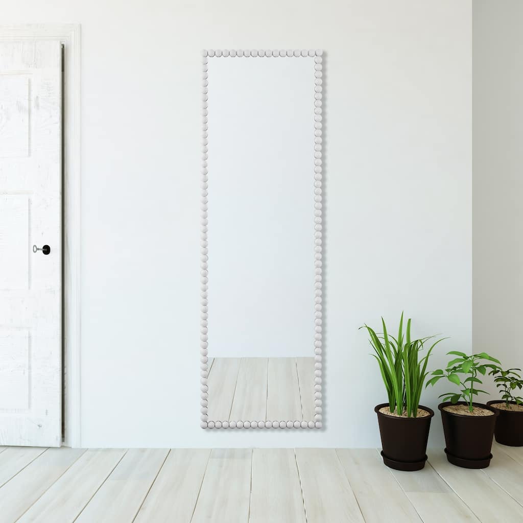 Beaded Frame Rectangular Full-Sized Mirror - 72.25" - White