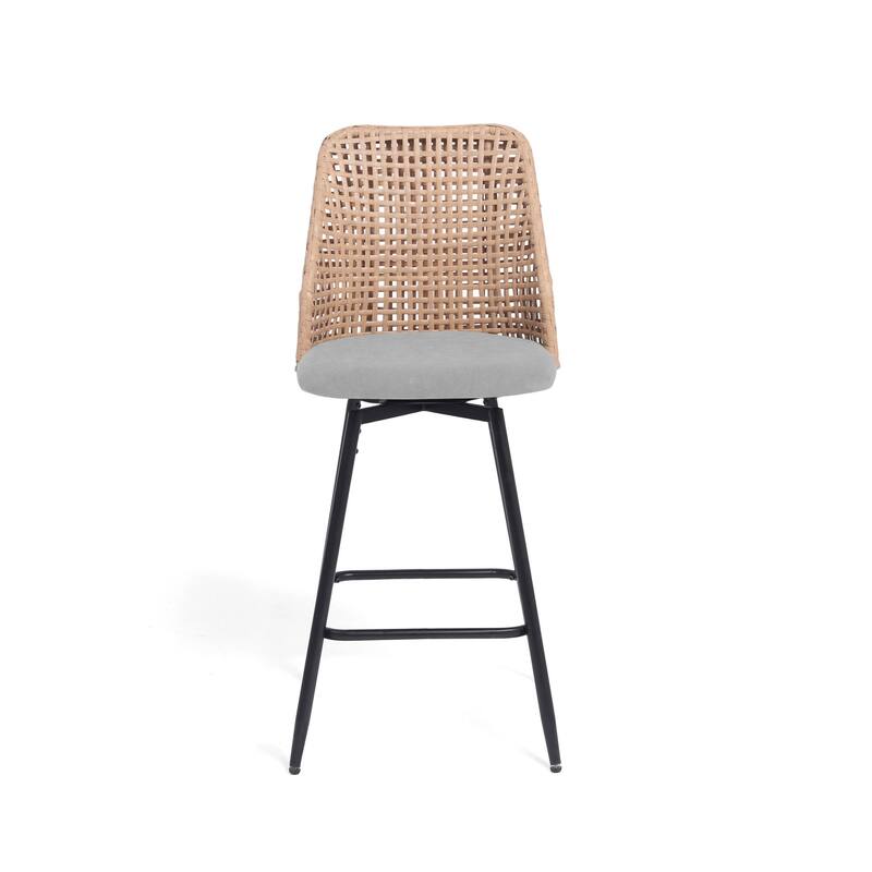 28"/29" Set of 2 Rattan Counter Height Swivel Bar Stools Chenille Cushion
