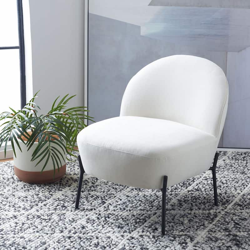 SAFAVIEH Geena Petite Velvet Slipper Chair - 21 In. W x 26 In. D x 26 In. H - 21Wx26Dx26H