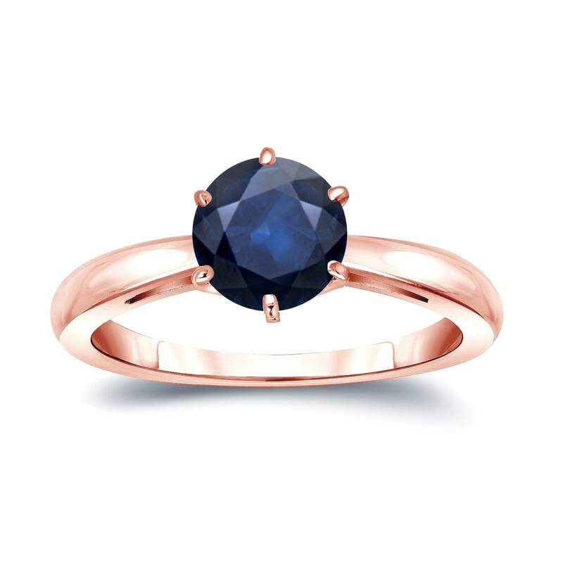 Auriya 14k Gold Blue Sapphire Solitaire Engagement Ring 2ct TGW - 4 - Rose - Rose