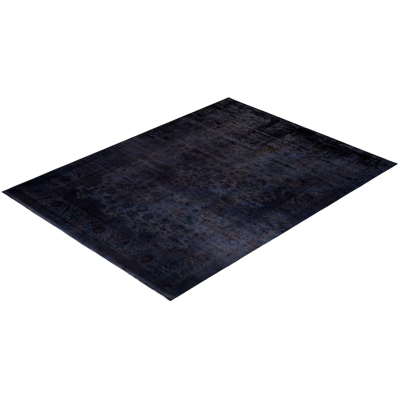 Overdyed, One-of-a-Kind Hand-Knotted Area Rug - Black - 9' 2" x 12' 7"